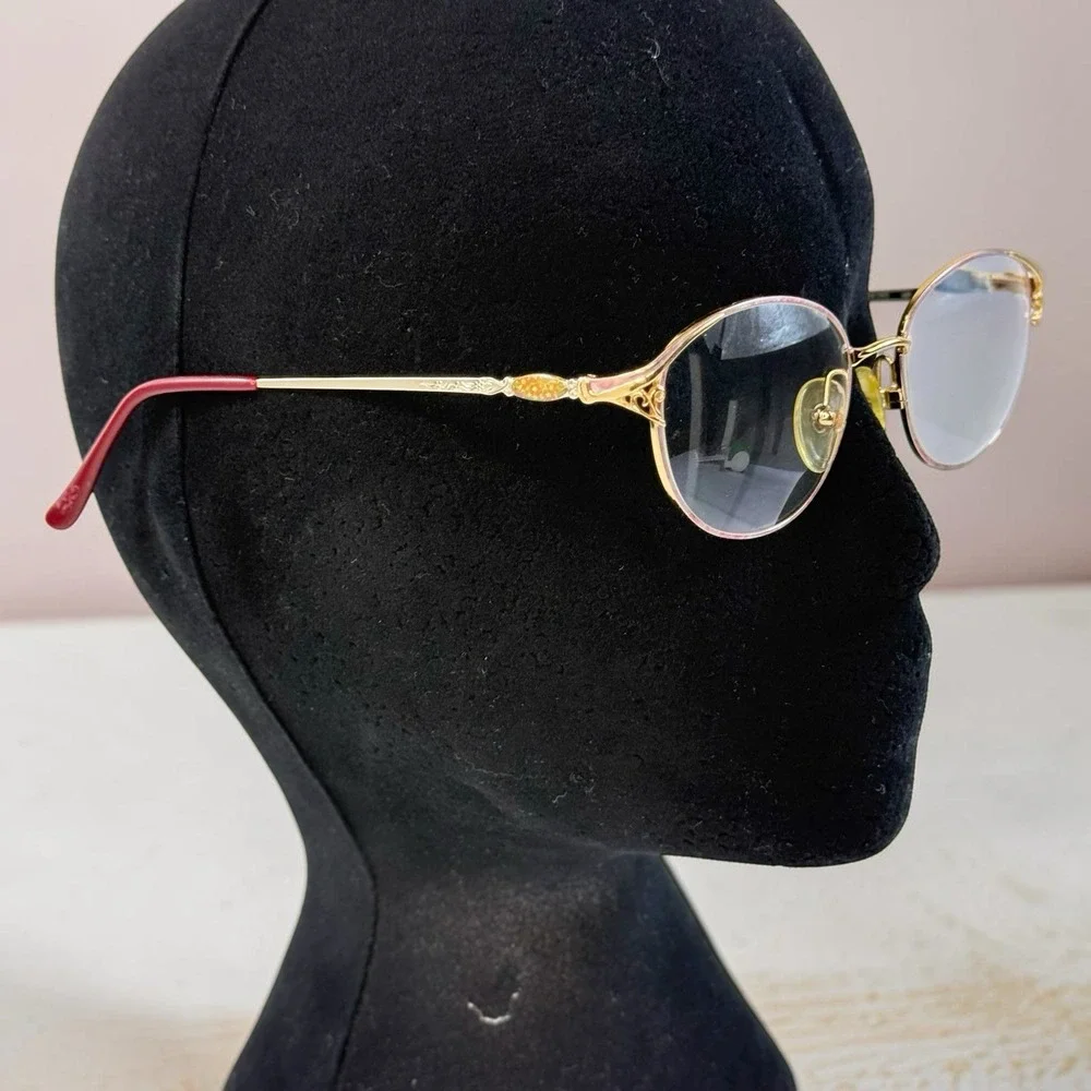 VTG Laura Ashley Brocade Wine Gold Pink Eyeglass FRAME ONLY Japan 52-17 140